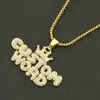 Joyas nuevas creativas transfronterizas para hombre, dominante, corona, costura completa de diamantes, letra, marca militar, accesorios de collar con colgante