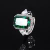 Anillo rectangular de lujo ligero con incrustaciones de cobre y flor de hielo con diamantes de alto carbono chapados en oro y diamantes cuadrados de joyería Zhuang Sheng, 10 x 14