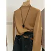 ¡Lana merino! Top de punto de hilo Yangzi sin costuras alemán, cuello medio alto de otoño, capa interior ajustada para mujer