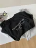 Bromu Corte Holgado Estampado de Letras Manga Corta Cepillada para Mujer Primavera 2026 Versátil Cuello Redondo Suéter Camiseta Casual