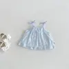 Nova Saia com Suspensório e Laço em Jacquard de Verão para Bebês e Crianças Pequenas, Doce Saia com Acabamento em Renda Estilo Coreano para Meninas Bebês, Tendência de Verão