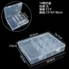 Caja de almacenamiento de escritorio de plástico con rejilla, 10, 15 y 24 botones transparentes, para accesorios de pesca, joyería y cosméticos.