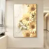 Pintura Decorativa Estilo Crema para Sala de Estar Pintura de Colgar para Pasillo Girasol Pintura de Pared de Fondo para Sofá Moderno Pintura de Piso Mural para Restaurante