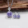 Pendientes Octagonales de Corte Rosa Milenio de Lujo Ligero de Moda, Colgante de Collar de Gama Alta, Anillo Ajustable Personalizado, Joyería para Mujer