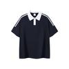 Nuevo Producto de Verano 200g Algodón Puro Cuello Camisero Raglán Tres Rayas Camisa Polo Mangas Cortas para Hombres y Mujeres, Tops Modernos de Manga Corta