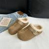 Nuevos Zapatos Birkenstock Casuales Retro de Suela Gruesa para Mujer Invierno 2026, Punta Redonda, Forrados de Felpa, Pantuflas Cálidas de Ponerse Fácilmente