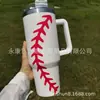 Taza Térmica Serie Béisbol 40 oz Acero Inoxidable 304 Asa con Popote para Coche Protección Frío Taza de Hielo