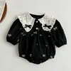 Ropa para Gatear de Bebé Estilo Coreano Primavera y Otoño Nueva Mameluco de Niña con Cuello Bordado de Manga Larga Ropa Linda Holgada