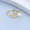 Anillo de Perla de Agua Dulce Natural para Mujer, Espiga de Trigo con Circonita Colorida, Moda de Alta Gama, Joyería Ajustable al por Mayor
