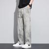 Pantalones Casuales Sucios de Seda de Hielo para Hombre Verano Delgados Sueltos Rectos Estilo Americano Marca de Moda Dummy Pierna Ancha Deportivos Largos