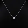 Quente transfronteiriço 1:1 colar de prata com diamante quadrado corte princesa elemento feminino cristal corrente clavícula fabricantes em nome do cabelo