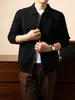 Jaqueta de tricô com zíper estilo casual americano para homens, cardigã com gola de lapela, casaco de suéter masculino, estilo fino para primavera, outono e inverno