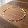 Collar de Cadena para Clavícula con Diamante Azul Arcoíris Gota de Agua Circonita Siete Colores, Estilo Dopamine Girl de Colores Transfronterizo, Chapado en Plata, Sensación de Alta Gama