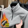 Sudadera Gruesa de Cuello Medio para Papá, Camiseta Forrada de Polar Cálida Todo en Uno para Hombres de Mediana Edad y Mayores, Camiseta Base Ajustada de Terciopelo para Hombre
