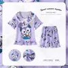 Pijamas para niños de comercio exterior, cuello de muñeca fino de verano, niña de dibujos animados, linda niña, manga corta, estilo coreano, ropa para el hogar, venta al por mayor