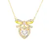 Collar de Corazón con Lazo de Circonita de 4 Quilates para Mujer, Tamaño Grande, Chapado en Oro de 18 Quilates, Lujo Ligero, Cadena de Clavícula de Alta Gama, Joyería de Moda