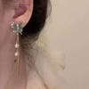 Pendientes de plata 925 con borlas de perlas y mariposas para mujer, diseño de nicho, de alta calidad, 2023