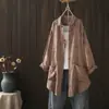 2025 Nuevo Otoño Hilo Doble Estampado Holgado de Longitud Media Cardigan para Mujer Camisa de Manga Larga Venta al por Mayor