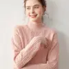 Nuevo Suéter de Punto con Cuello Alto 100% Cachemira Pura para Mujer, Moda Otoño e Invierno, Aspecto Adelgazante, Color Sólido, Prenda Básica Versátil