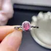 Anillo de Turmalina Pura Natural Plata de Ley S925 Incrustado de Cristal Color Limpio Buen Color de Fuego Piedra Principal 4*5mm