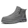 Botas Martin de Cano Alto Estilo Britânico Retrô Masculinas Outono/Inverno com Zíper Lateral Solado Grosso Antiderrapante Resistente ao Desgaste Botas Curtas para Trabalho ao Ar Livre
