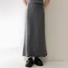 Falda lápiz casual versátil de cachemir 100% puro para mujer, elegante y a la moda, corte ajustado