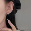 Dz Pendientes de Tachuela con Forma de Corazón y Perla Colgantes de Espalda Estilo Coreano para Mujer Pendientes Dulces y Juveniles con Diseño de Corazón Nicho Joyería para Orejas Simple y Versátil