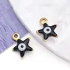 Acero Inoxidable que Conserva el Color Agujero Único Estrella de Cinco Puntas Ojo que Gotea Aceite Estrella Colgante Colgante Pulsera DIY Collar Accesorios de Joyería