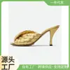 Nuevas sandalias de tacón alto estilo europeo y americano de verano para mujer, material de microfibra ultra, comodín, delgadas, exportación transfronteriza, explosiones al por mayor 7