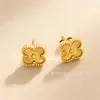 Conjunto de Joyería de Acero Inoxidable Chapado en Oro de 18K de Trébol de Cuatro Hojas para Collar, Pulsera y Pendientes, Venta al por Mayor Directa de Fábrica