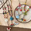 Collar Largo de Cerámica de Colores Estilo Étnico para Mujer, Cadena para Sudadera de Cuerda Trenzada Retro Bohemia, Accesorios de Verano
