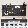 Tablero perforado de almacenamiento para sala de e-sports, pared negra, mesa para computadora de escritorio, almacenamiento en pared de dormitorio, colgador de tablero perforado para exhibición