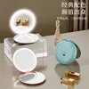 Nuevo Espejo de Maquillaje Plegable con Luz, Recargable, Espejo de Tocador LED Portátil de Doble Cara, de Mano, Regalo con Iluminación Ajustable