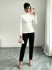 Suéter de Gola Alta Malha Slim Fit Cruzado Europeu e Americano Roupas Femininas 2026