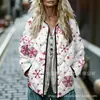 Sudadera de Algodón con Cuello Alto y Pliegues para Mujer 2025, Estampado Floral Retro, Rayas Otoño e Invierno, Botones, Sudadera para Mujer