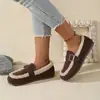 Zapatos Doudou para Mujer con Forro de Felpa 2025 Nuevos Otoño e Invierno Slip-On Zapatos de Maternidad Mocasines Retro Suela Suave Birkenstock Zapatos de Algodón
