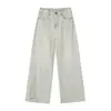 Pantalones Vaqueros Lavados Azul Claro GAGD para Mujer, Nuevo Otoño Cintura Media Vintage Adelgazantes Elegantes Versátiles para Ir al Trabajo Pantalones Rectos