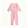 Conjunto dulce y cómodo para niños de otoño e invierno, versátil y sin costuras, top de manga larga y pantalones, ropa de estar para niñas, top y pantalones de otoño
