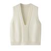 Chaleco de Cachemira para Mujer Suéter de Cuello en V Suelto Suéter para Mujer Abrigo Chaleco Venta al por Mayor Más Fácil de Combinar Chaleco de Cachemira Negro