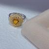No verão de 2024, o novo anel de cristal amarelo incrustado em platina banhado a prata S925 7 mm * 1 boca de anel