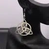 Nuevos Pendientes Colgantes Triangulares Huecos de Acero Inoxidable de Moda, Joyería de Oreja Exagerada Hip-Hop Personalizada, Transfronterizo