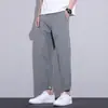 Novos Calças Casuais Cropped Versáteis da Moda em Tecido Fino de Seda de Gelo para Primavera e Verão 2026 para Homens e Adolescentes