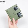 Nuevo Monedero para Mujer Antimagnético Rfid Transfronterizo Pu Color Puro Hebilla Tarjetero Pequeño y Ligero Corto Monedero