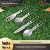 Conjunto Popular de Talheres Portáteis de Titânio Puro da Amazon, Conjunto de Quatro Peças, Faca Dobrável para Acampamento ao Ar Livre, Garfo, Colher, Garfo de Piquenique