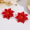 Pendientes de botón pintados en spray de colores caramelo, modernos y frescos, con un estilo versátil para vacaciones, Pendientes florales de tres capas con estambres dorados
