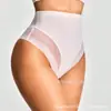Calcinhas sexy de retalhos de rede europeias e americanas para mulheres, respiráveis, finas, transparentes, de cintura alta, sem costura, calcinhas modeladoras para mulheres