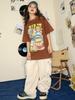 Ropa de Moda Hip-Hop para Niños Ropa Suelta de Práctica Hip-Hop Traje de Pantalón Corto con Mangas Cortas de Grulla Niños y Niñas Hip Hop Performance