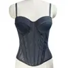 Corsé de Malla Hueso de Pez Europeo y Americano Transparente Sexy Moldeador con Espalda Abierta y Hermoso Diseño de Espalda, Adecuado para Usar como Prenda Exterior, Camisola Corsé de Puro Deseo