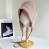 Gorro Balaclava con Mezcla de Pelo de Conejo de Alto Contenido para Mujer, Cálido Sombrero de Princesa para Otoño e Invierno con Cordón, Sombrero Loli de Moda