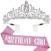 Nueva Corona de Fiesta de Cumpleaños Banda para el Hombro Cinta de Reina Set Accesorios para el Cabello de Reina para Niña Tocado En Stock